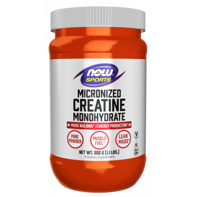 NOW SPORTS MICRONIZED CREATINE MONOHYDRATE MASS BUILDING ENERGY PRODUCTION DIETARY SUPPLEMENT 500 GM POWDER